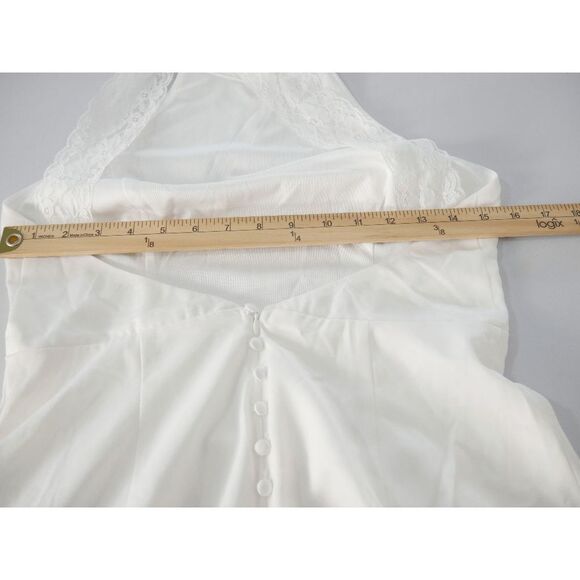 Lulu's White Satin Lace Backless Halter Maxi Formal, wedding Dress S - Picture 9 of 11